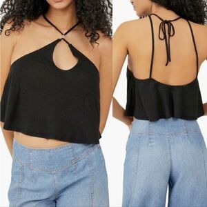 Free People Long Weekend Knit Halter Tank in Black